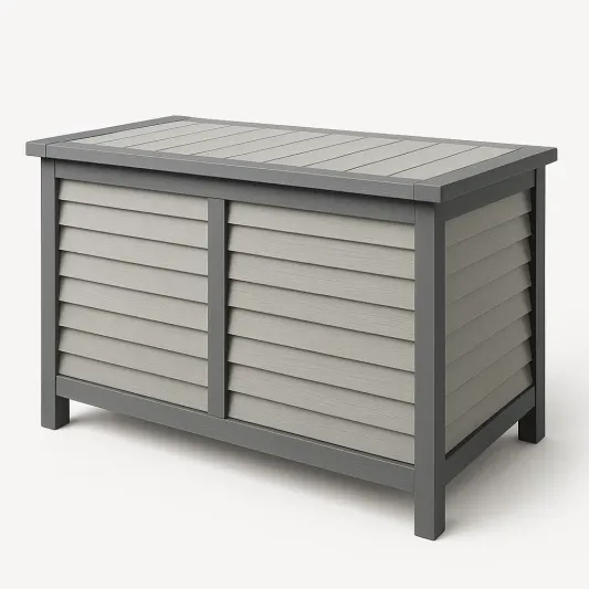 Garten Aufbewahrungsbox Holzoptik Kunststoff Grau 120x60x80 cm-vornaveli