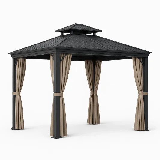 Pavillon aus Stahl und Aluminium in Schwarz und Braun 300cm x 300cm-vornaveli