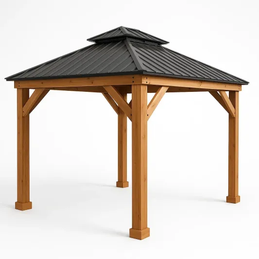 Holzpavillon mit Metallüberdachung 300x300 cm-vornaveli