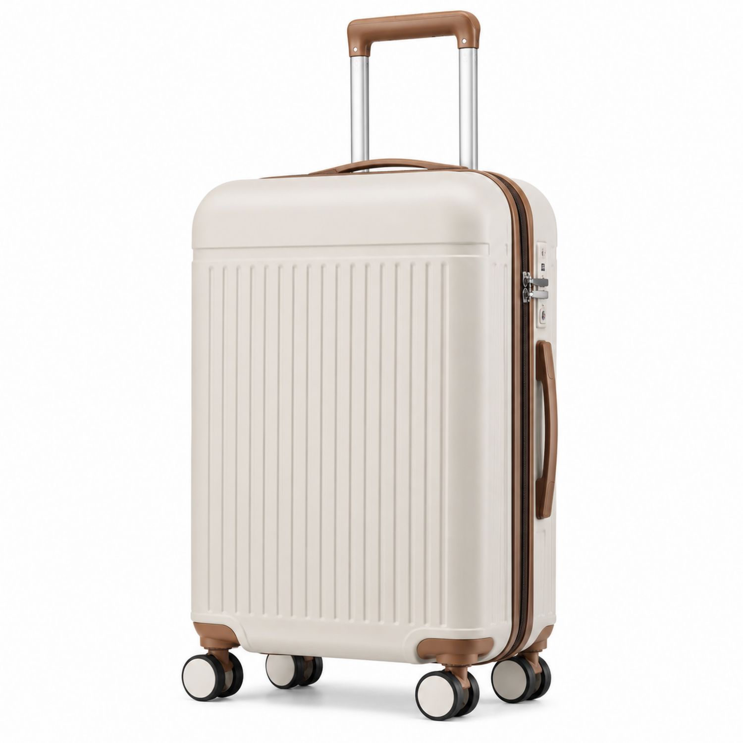 Hartschalenkoffer Creme mit 4 Rollen und Teleskopgriff, 55x35x20 cm