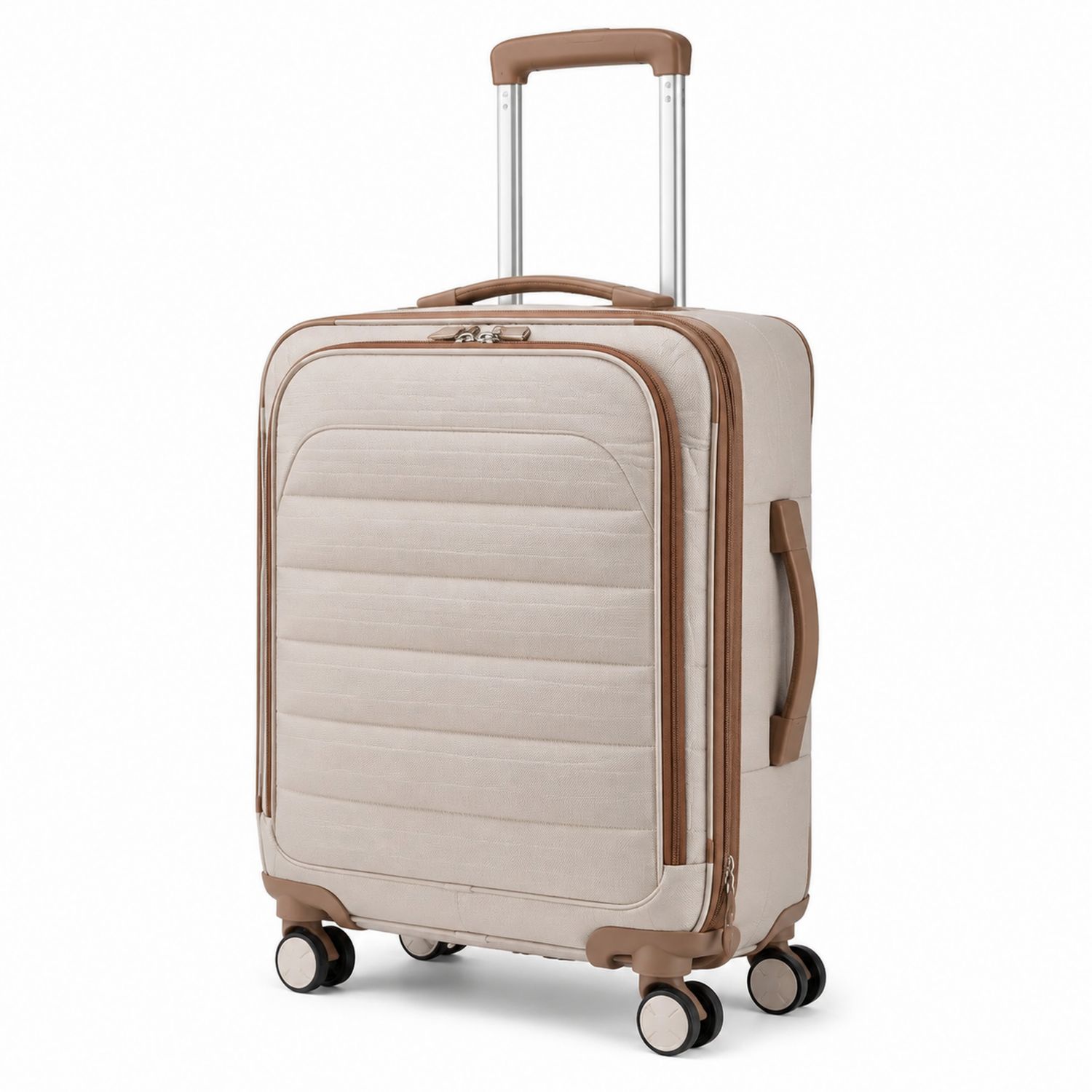 Weicher Rollkoffer Beige Expandierbar 55 cm