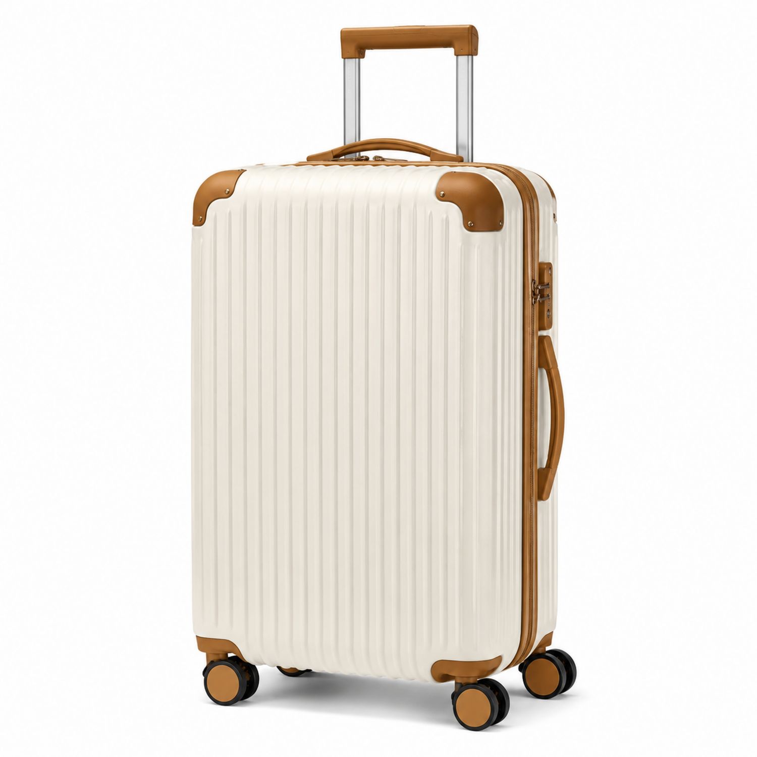 Hartschalenkoffer Beige mit 360°-Drehrollen