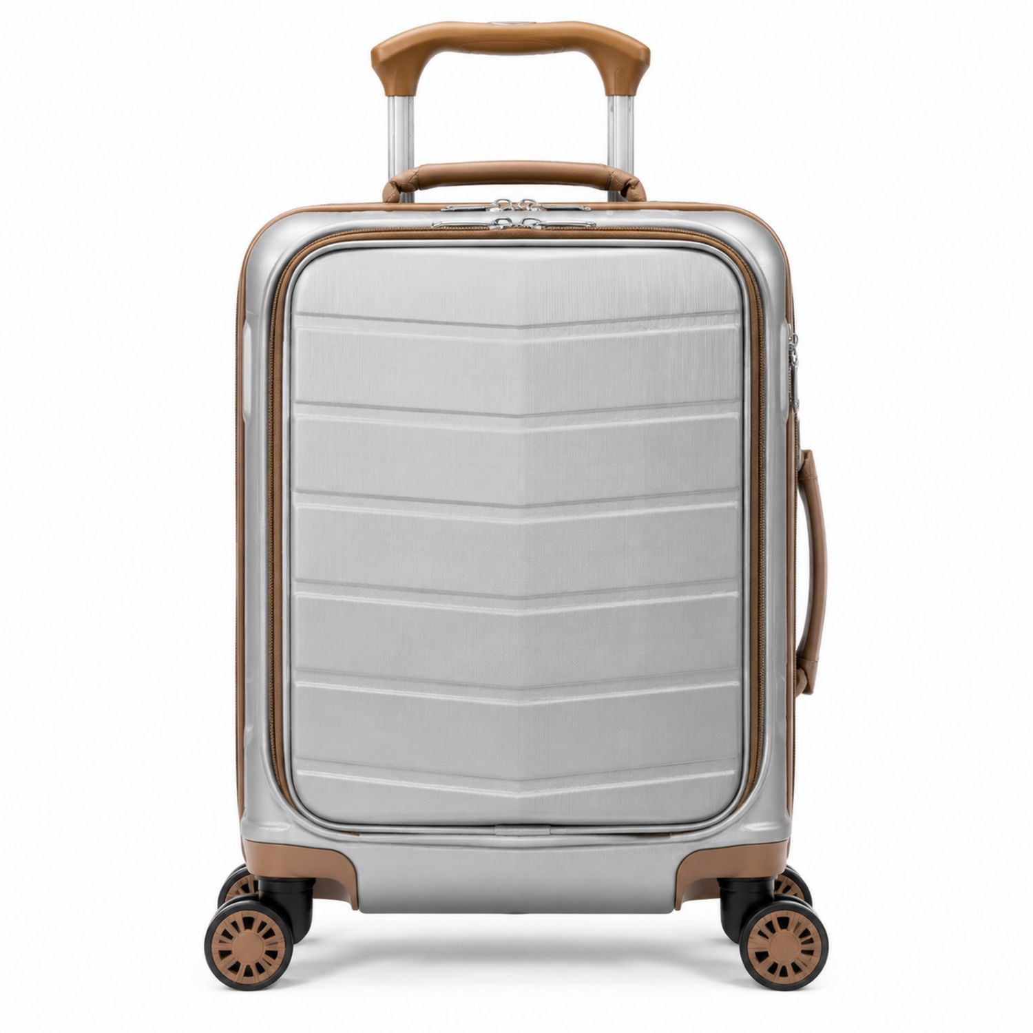 Silberner und Brauner Handgepäck Trolley 55cm 45L mit 4 Rollen