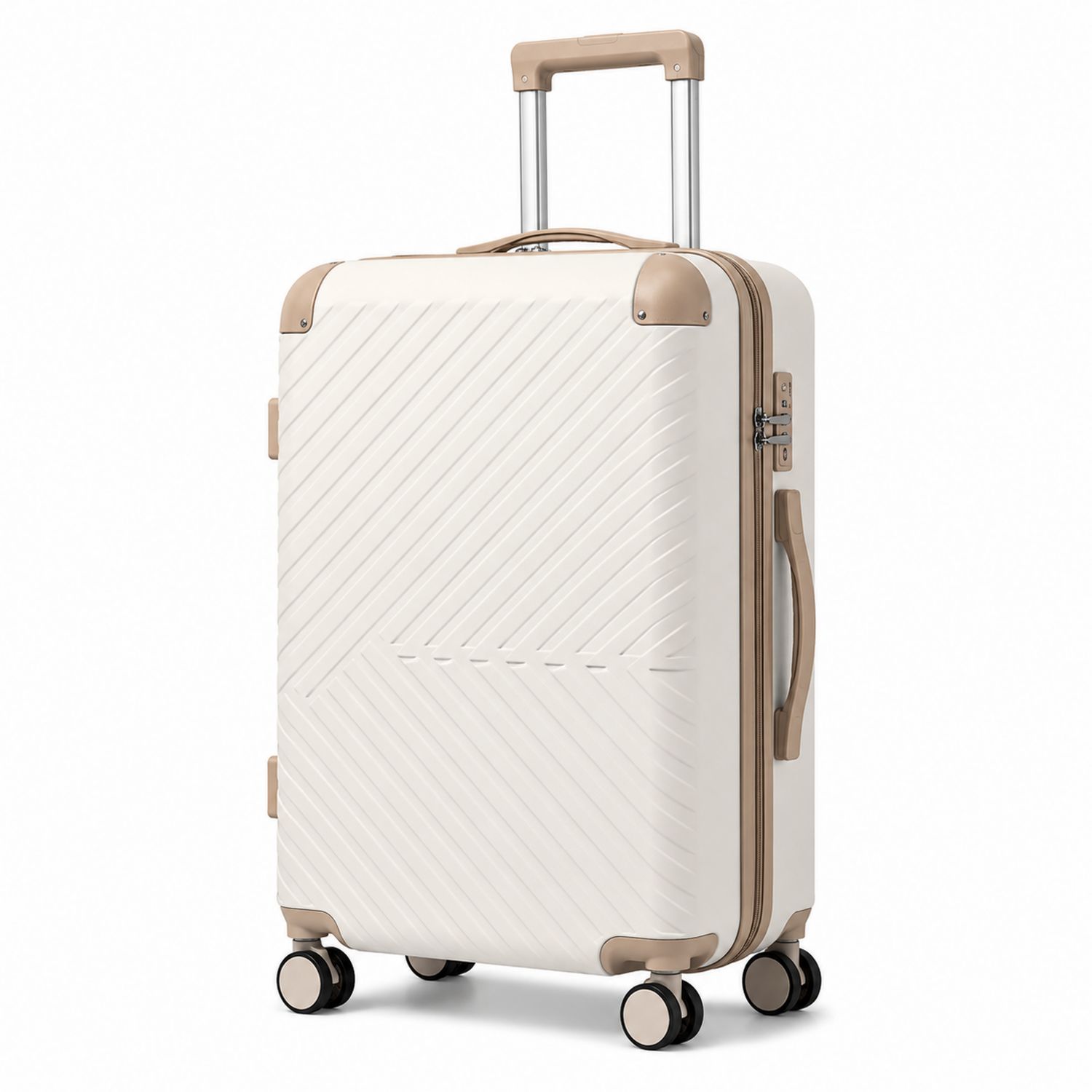 Reisekoffer 80L in Weiß/Beige mit Zahlenschloss und 360°-Rollen