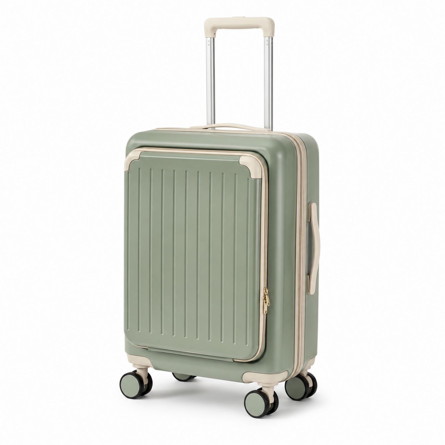 Handgepäck Trolley 55cm Grün/Beige mit Zahlenschloss