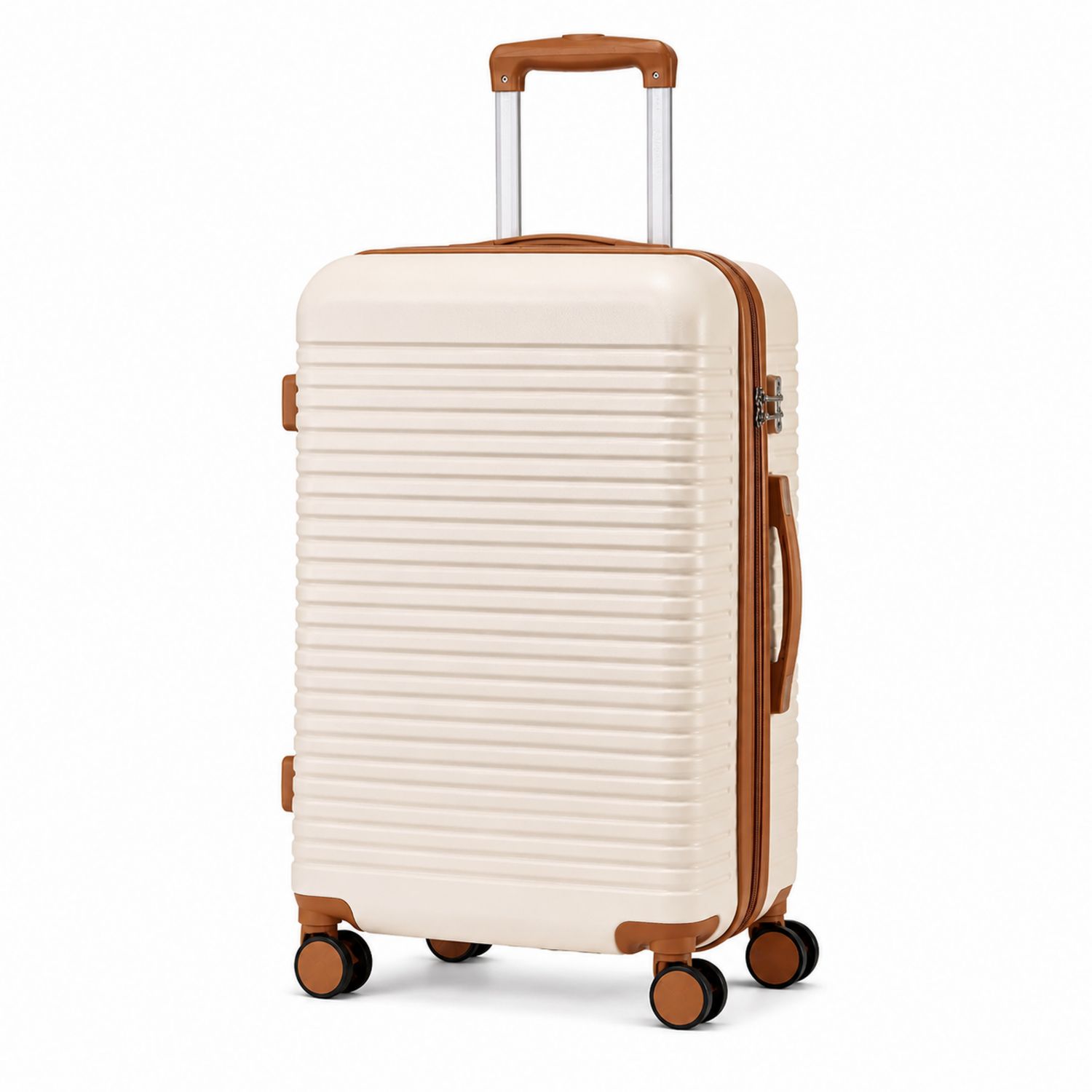 Reisekoffer Hartschale 65L Creme mit 4 Rollen und TSA-Schloss