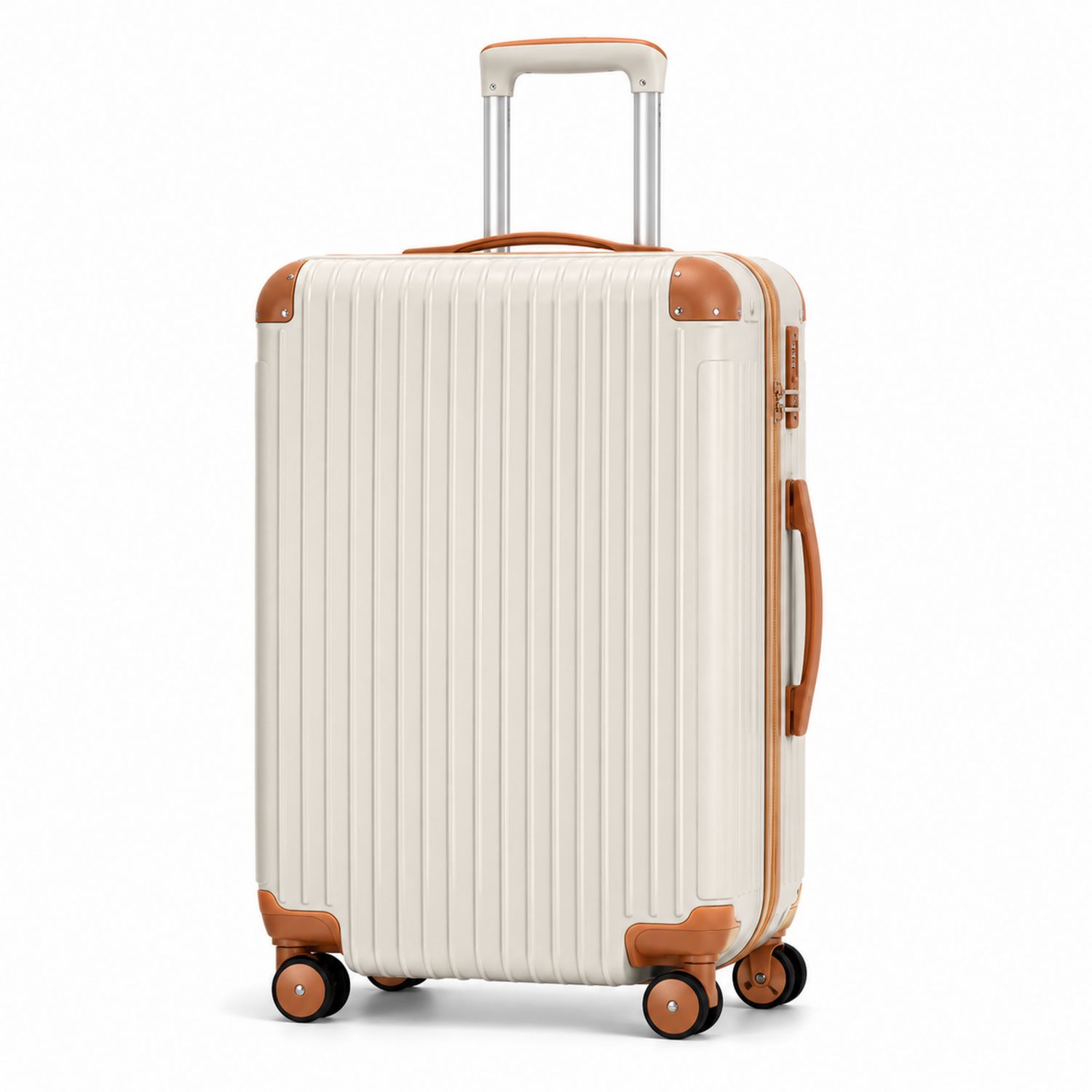 Hartschalenkoffer 68x44x26 cm Creme mit Braunem Akzent und TSA-Schloss