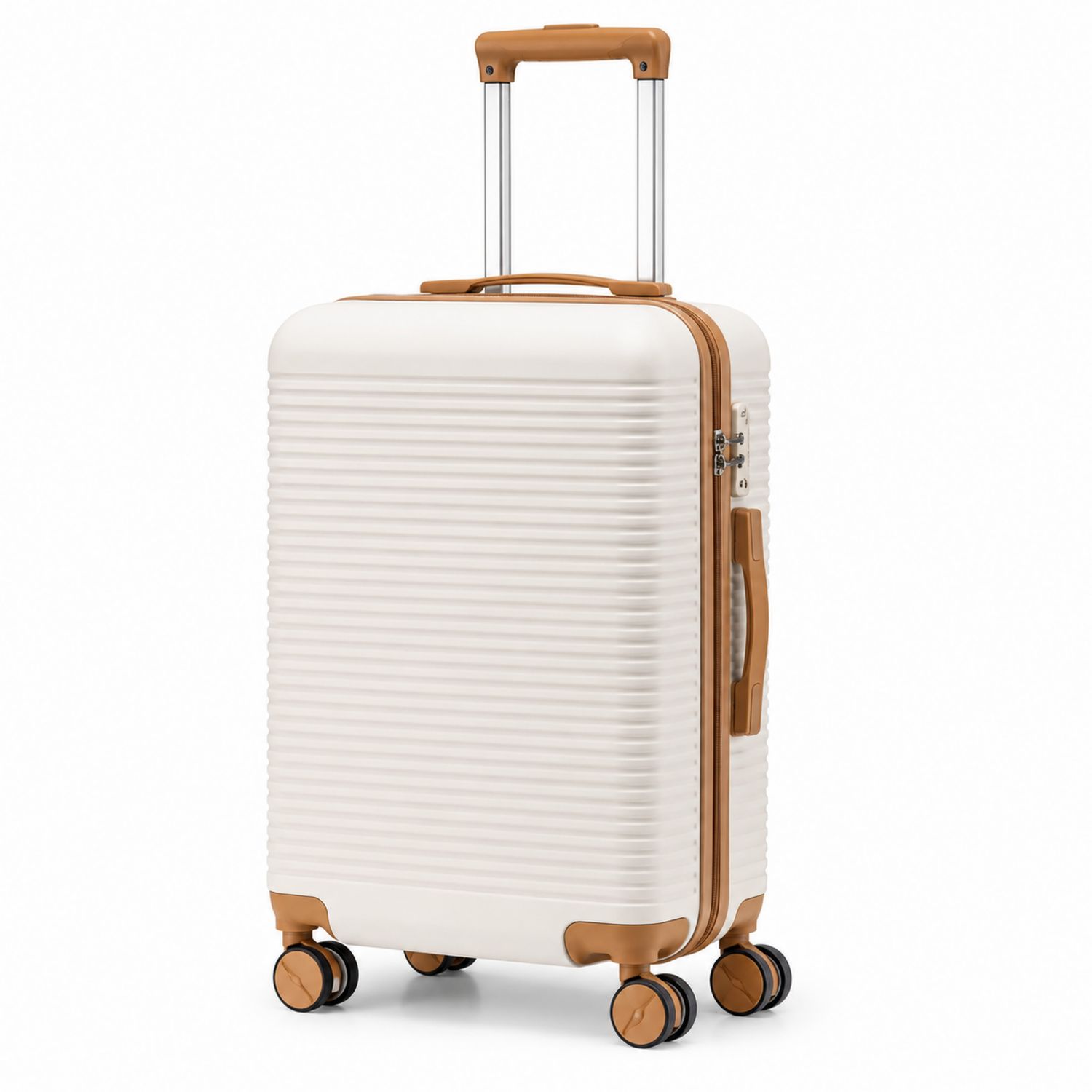Weißer Hartschalenkoffer 55cm mit Teleskopgriff und TSA-Schloss