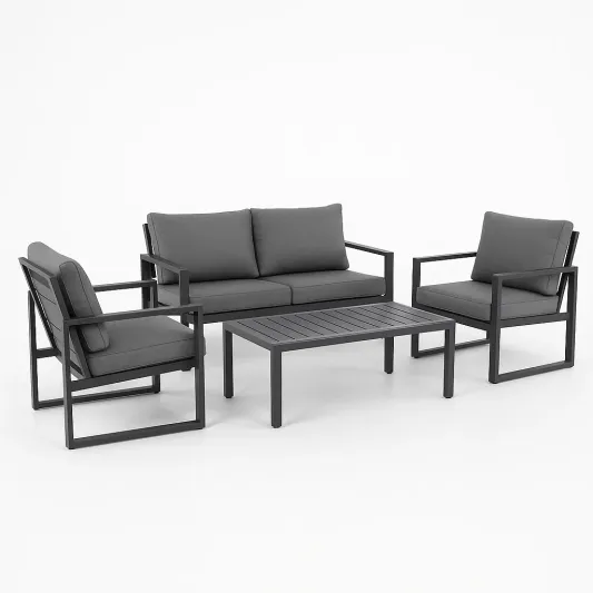 4-teiliges Gartenmöbel-Set Aluminium Dunkelgrau-meubarvix