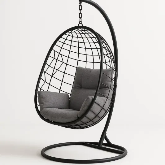 Metall-Hängesessel mit Polyesterpolsterung Grau 200cm-meubarvix