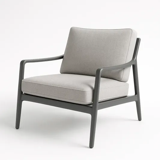 Sessel Aluminium mit grauem Stoffbezug-meubarvix