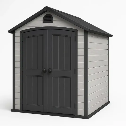 Kunststoff Gartenhaus Grau/Schwarz 182x188x214cm-meubarvix