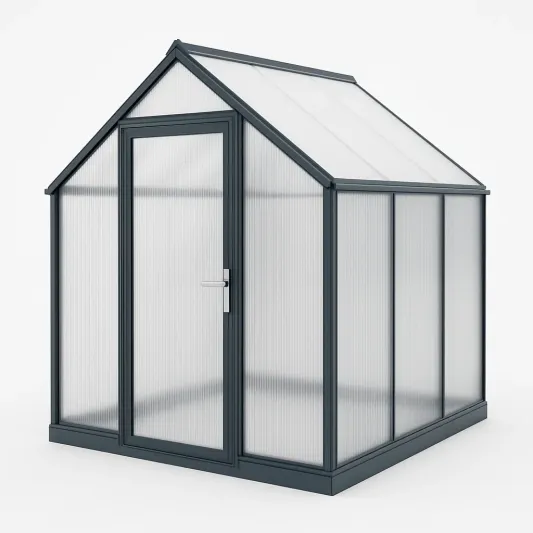 Aluminium Gewächshaus mit Polycarbonatplatten, Anthrazit/Transparent-meubarvix