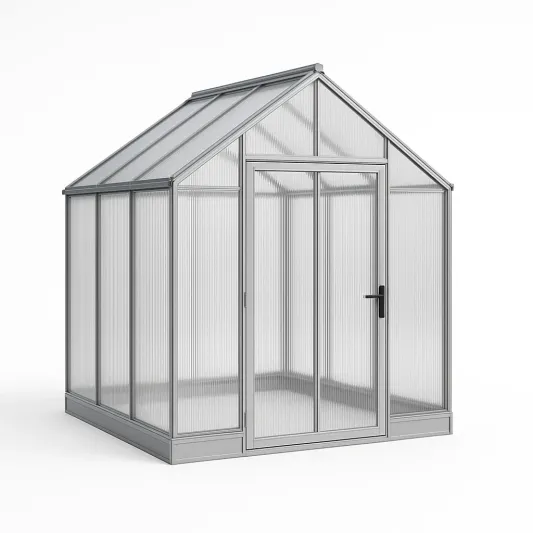 Gewächshaus aus Aluminium und Polycarbonat, Silber-meubarvix