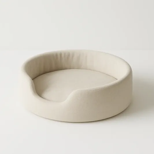 Rundes Haustierbett aus Baumwollstoff Beige 80cm-meubarvix