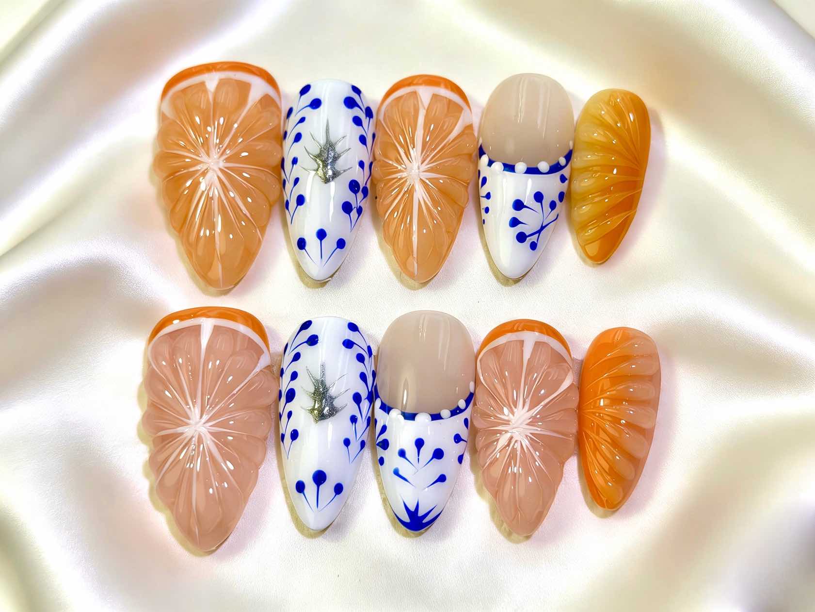 Faux Ongles Press-On Sur Mesure par Empreinte | Motifs Complexes & Construction Ongulaire Haute Gamme