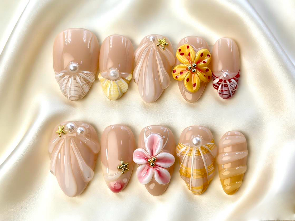 Faux Ongles Press-On Sur Mesure par Empreinte | Motifs Complexes & Construction Ongulaire Haute Gamme