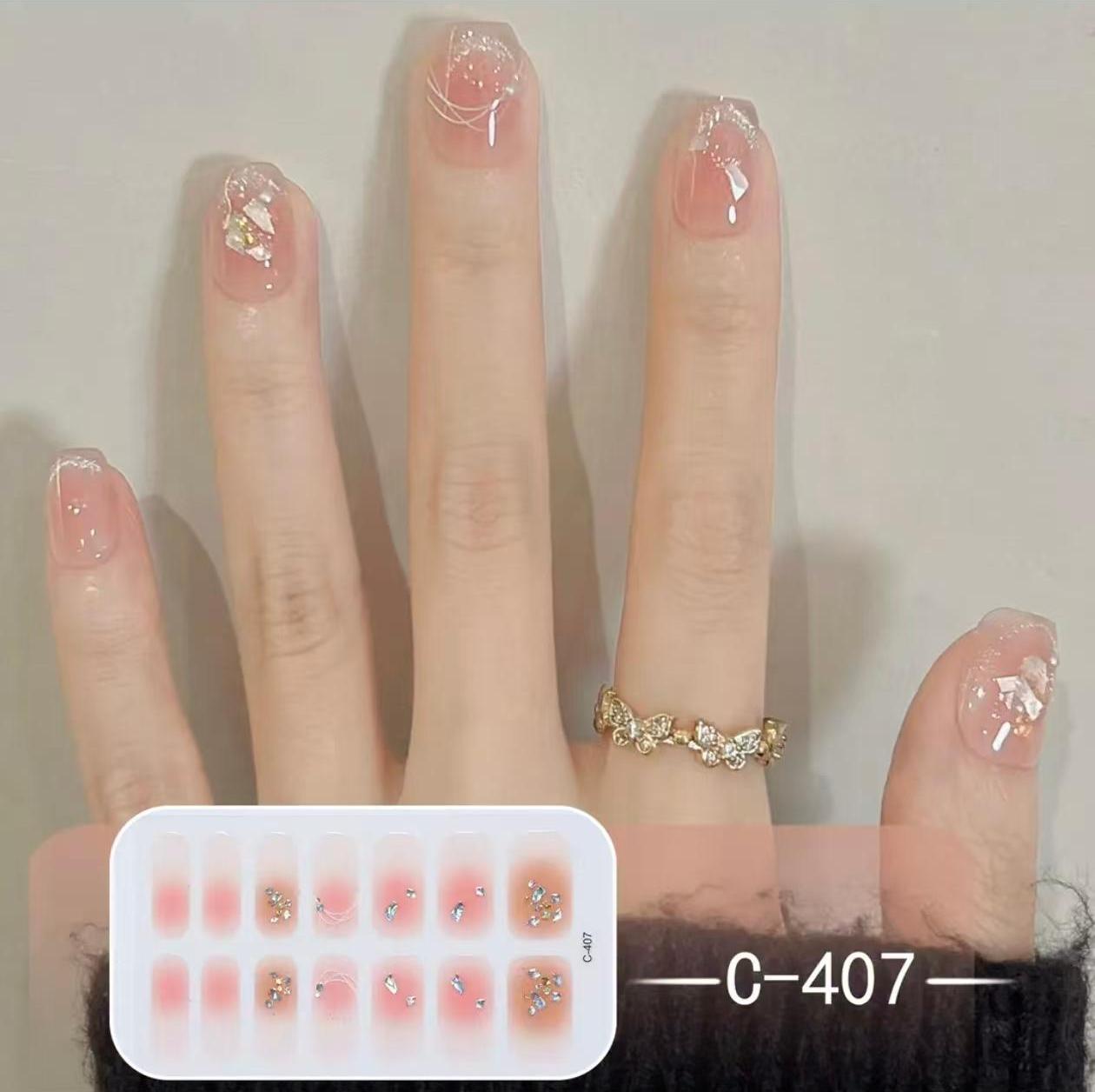 Dégradé Pêche Rosé Feuille d’Or Pailleté Ligne Fine Transparent