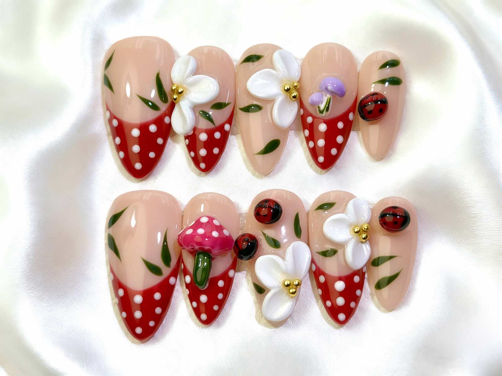 Faux Ongles Press-On Sur Mesure par Empreinte | Motifs Complexes & Construction Ongulaire Haute Gamme