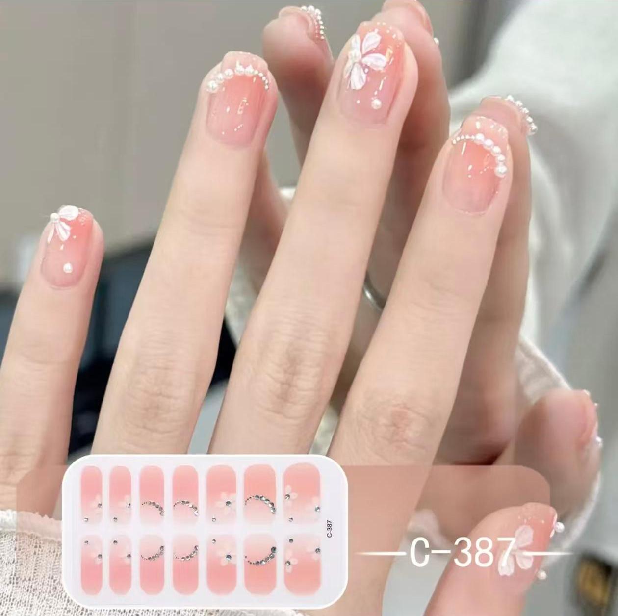 Dégradé Blush Pêche Fleur Blanche Perle Courbe Brillante