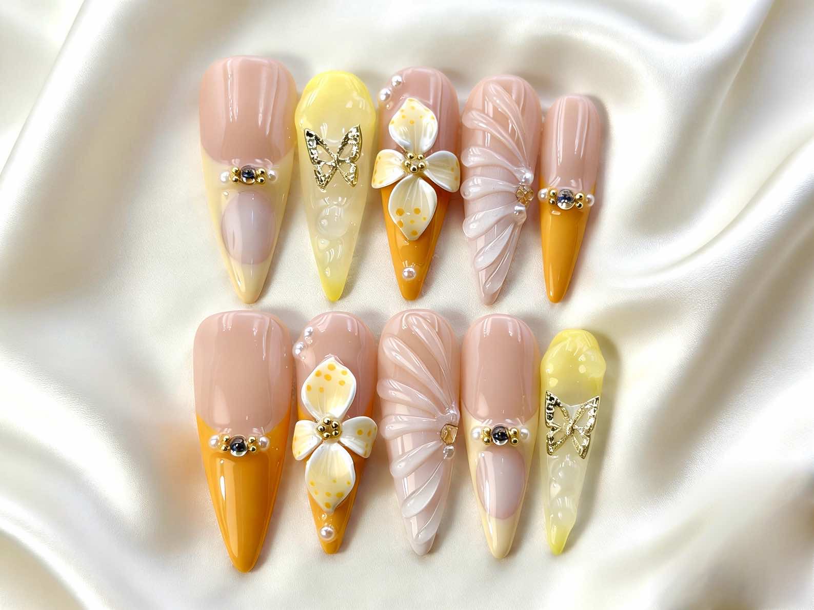 Faux Ongles Press-On Sur Mesure par Empreinte | Motifs Complexes & Construction Ongulaire Haute Gamme