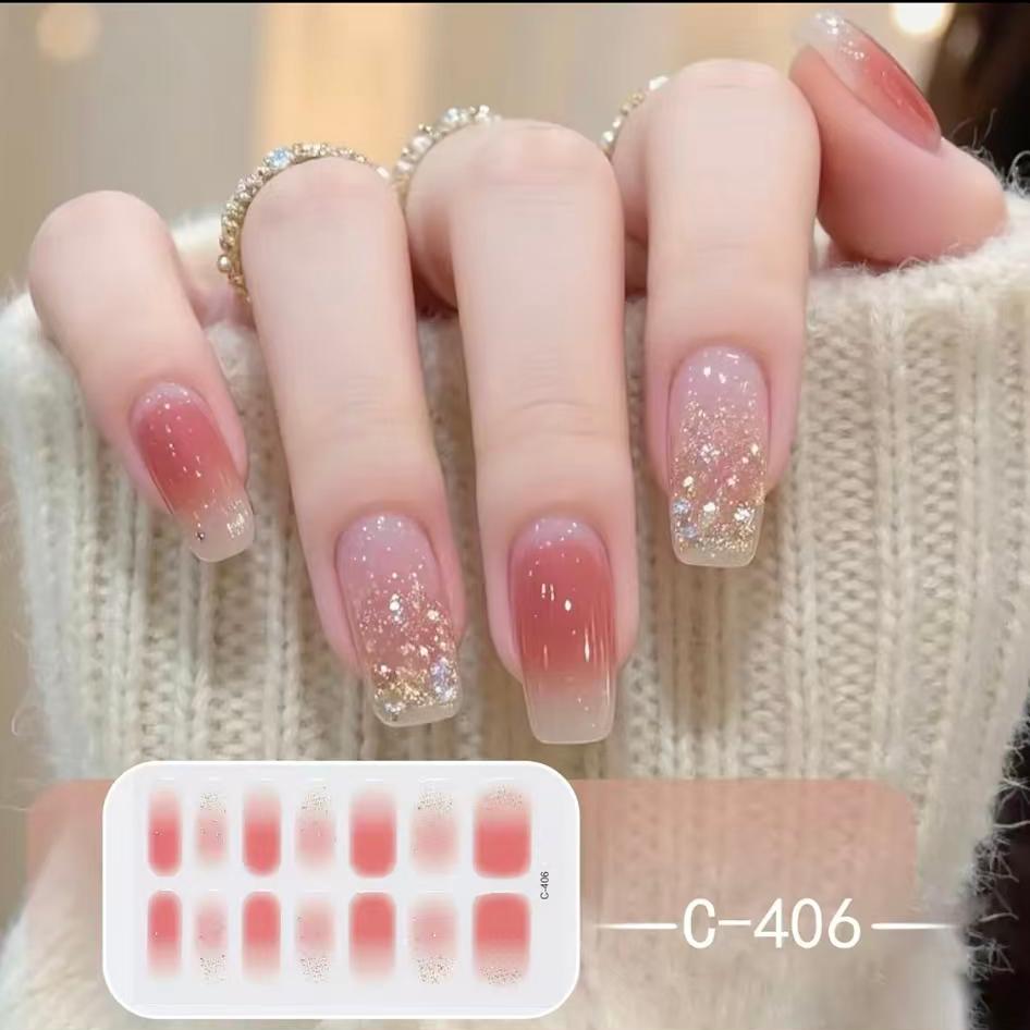 Dégradé Pêche Rosé Français Feuille d’Or Pailleté