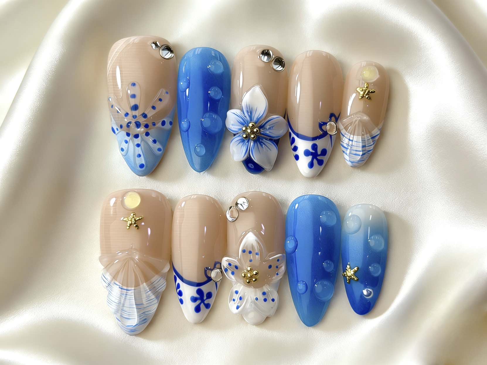 Faux Ongles Press-On Sur Mesure par Empreinte | Motifs Complexes & Construction Ongulaire Haute Gamme