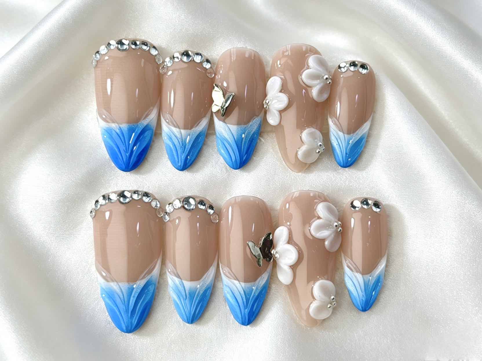 Faux Ongles Press-On Sur Mesure par Empreinte | Motifs Complexes & Construction Ongulaire Haute Gamme