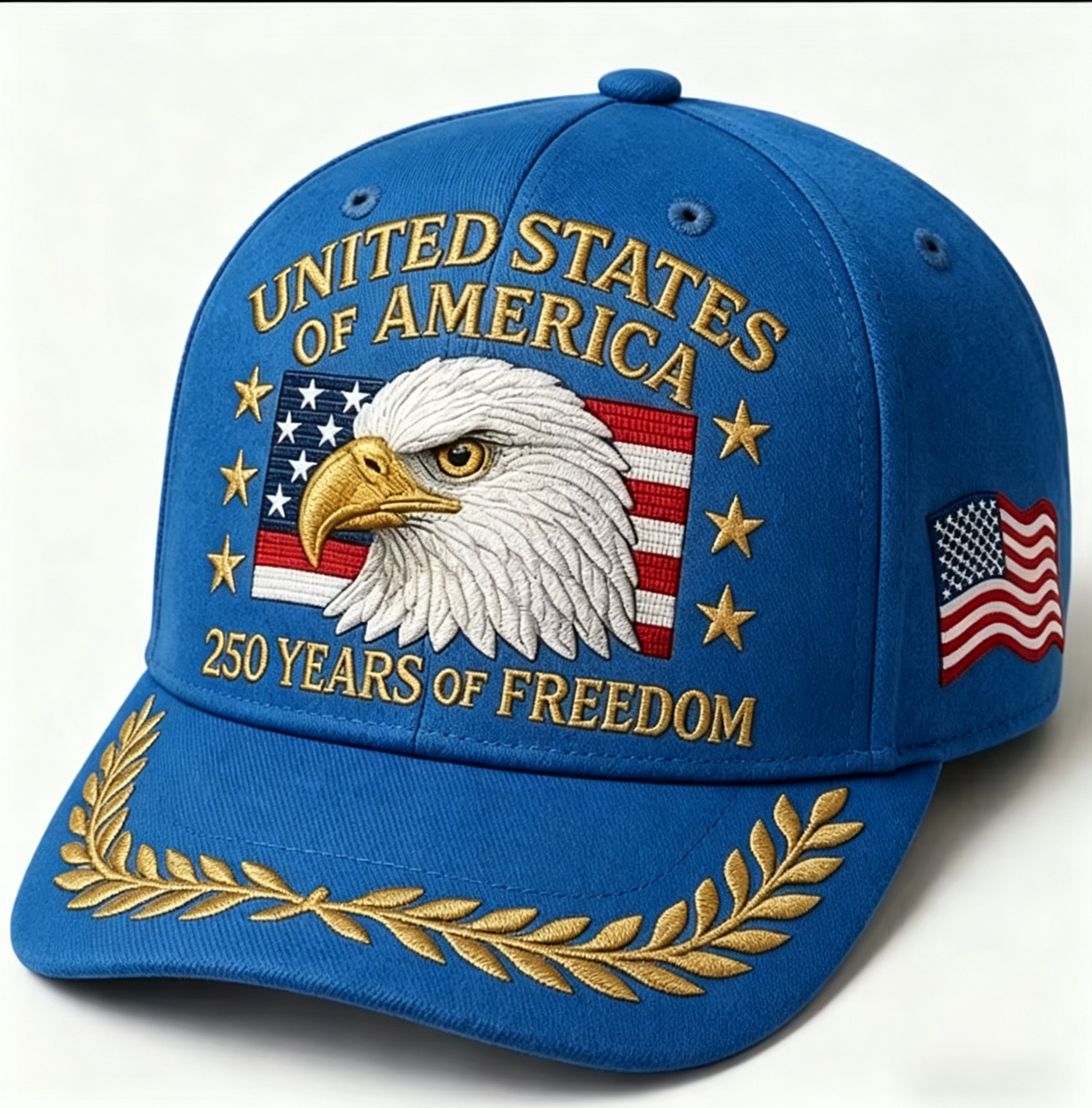 Premium Grey Suede Patriotic Golden Embroidery Eagle Sports Sun Protection Baseball Cap
