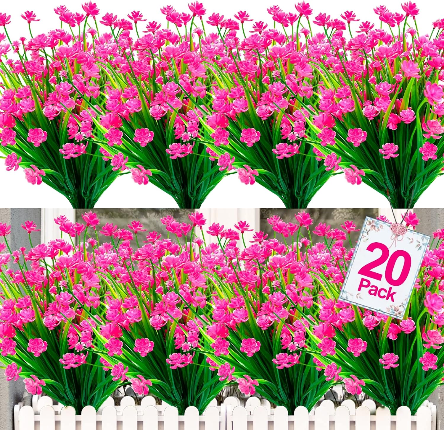 500 Heads Pink Artificial Camellia Flowers UV Resistant Outdoor Fake Plants Decor