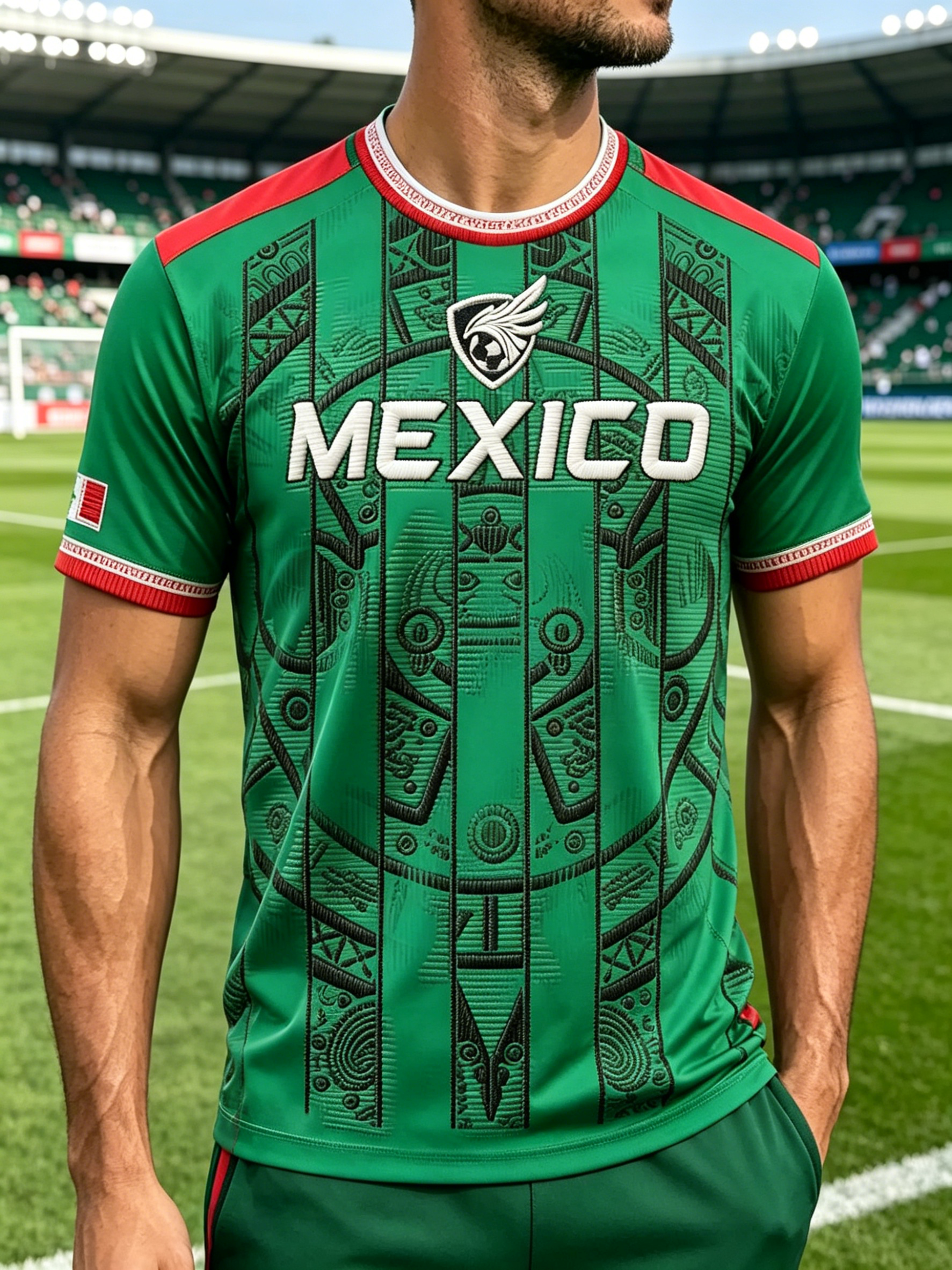 Mexico National Football Team Embroidered Letter Casual Performance Tee