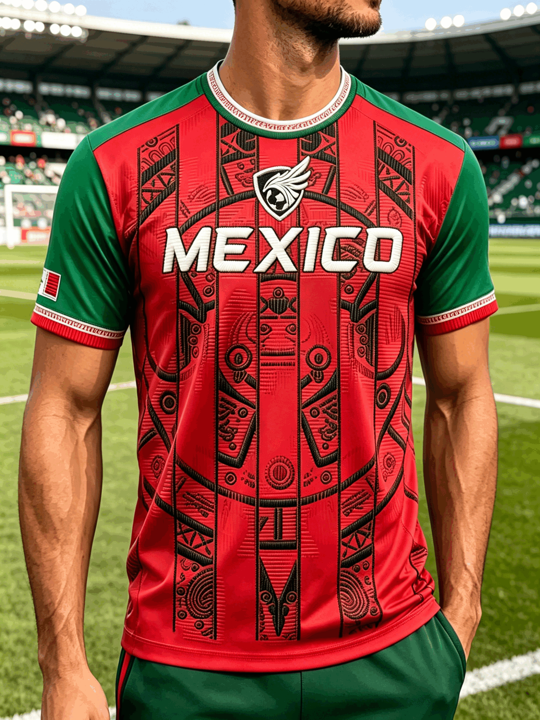 Mexico National Football Team Embroidered Letter Casual Performance Tee