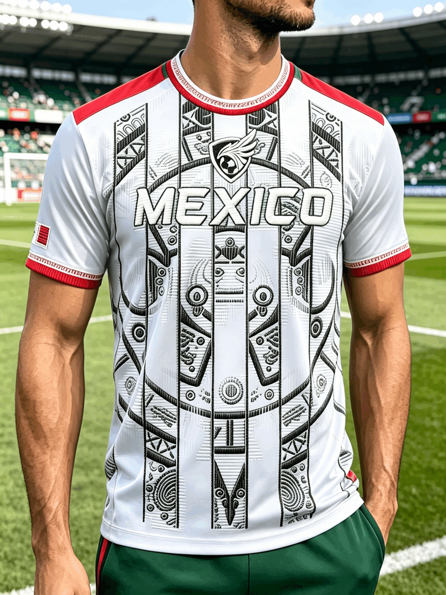 Mexico National Football Team Embroidered Letter Casual Performance Tee