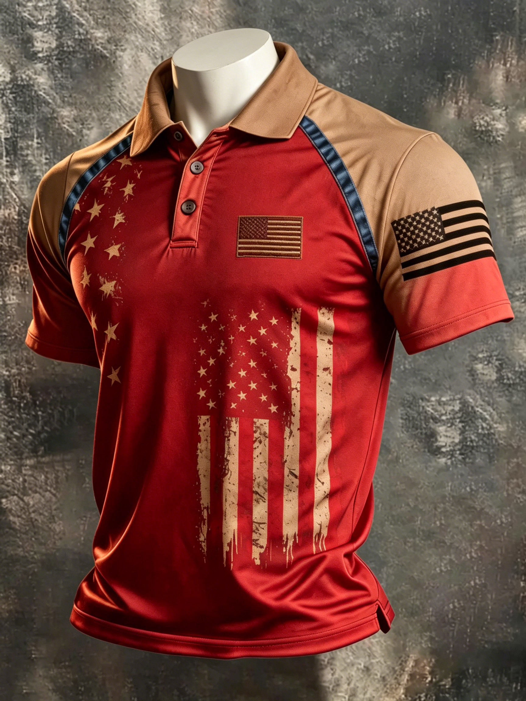 [Copy]Men Vintage We The People USA Cross Star Striped Flag Short Sleeve Denim Shirt