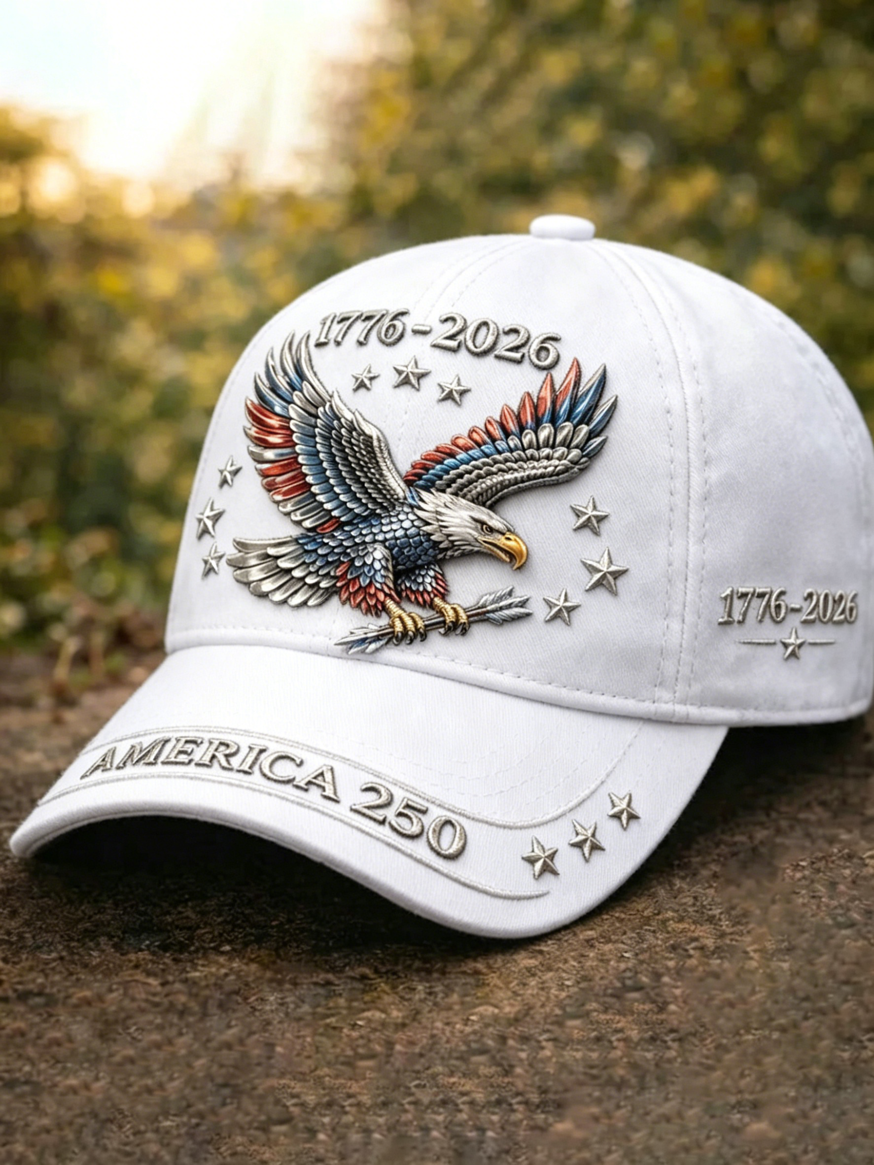 Vintage Washed Bald Eagle 1776-2026 America 250 Patriotic Adjustable Baseball Cap