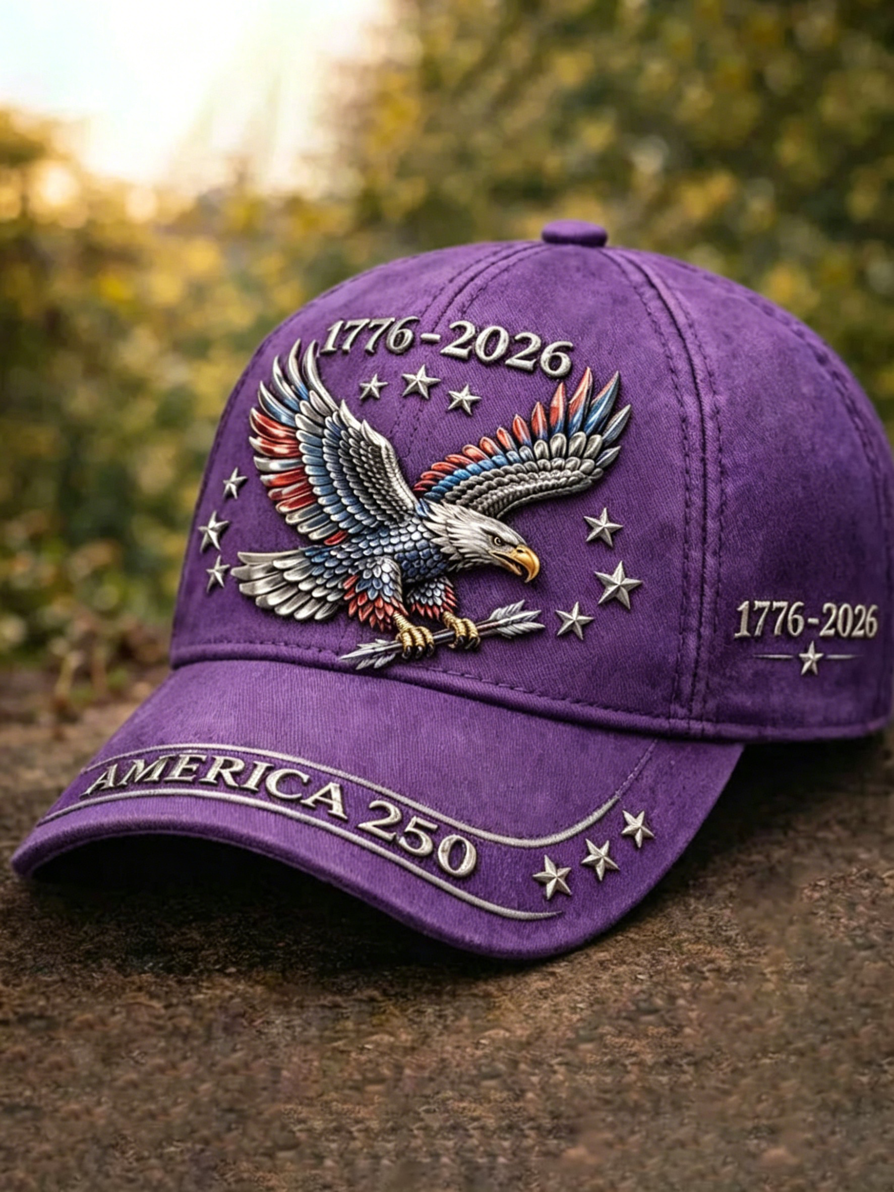 Vintage Washed Bald Eagle 1776-2026 America 250 Patriotic Adjustable Baseball Cap