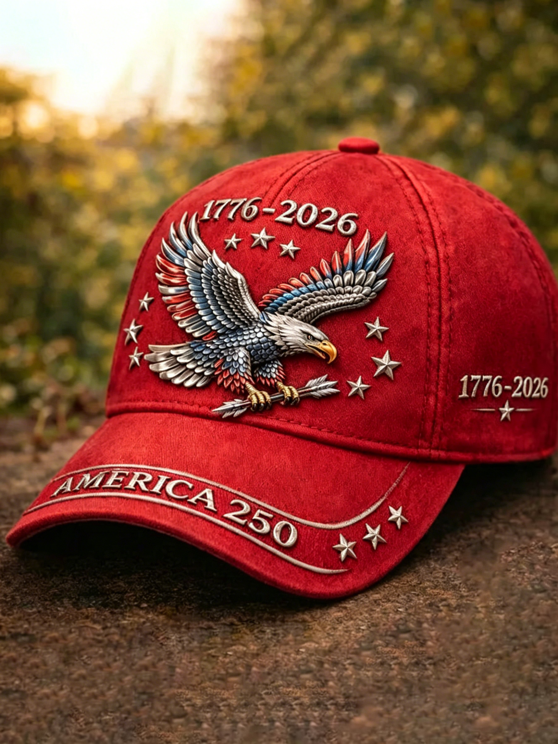 Vintage Washed Bald Eagle 1776-2026 America 250 Patriotic Adjustable Baseball Cap