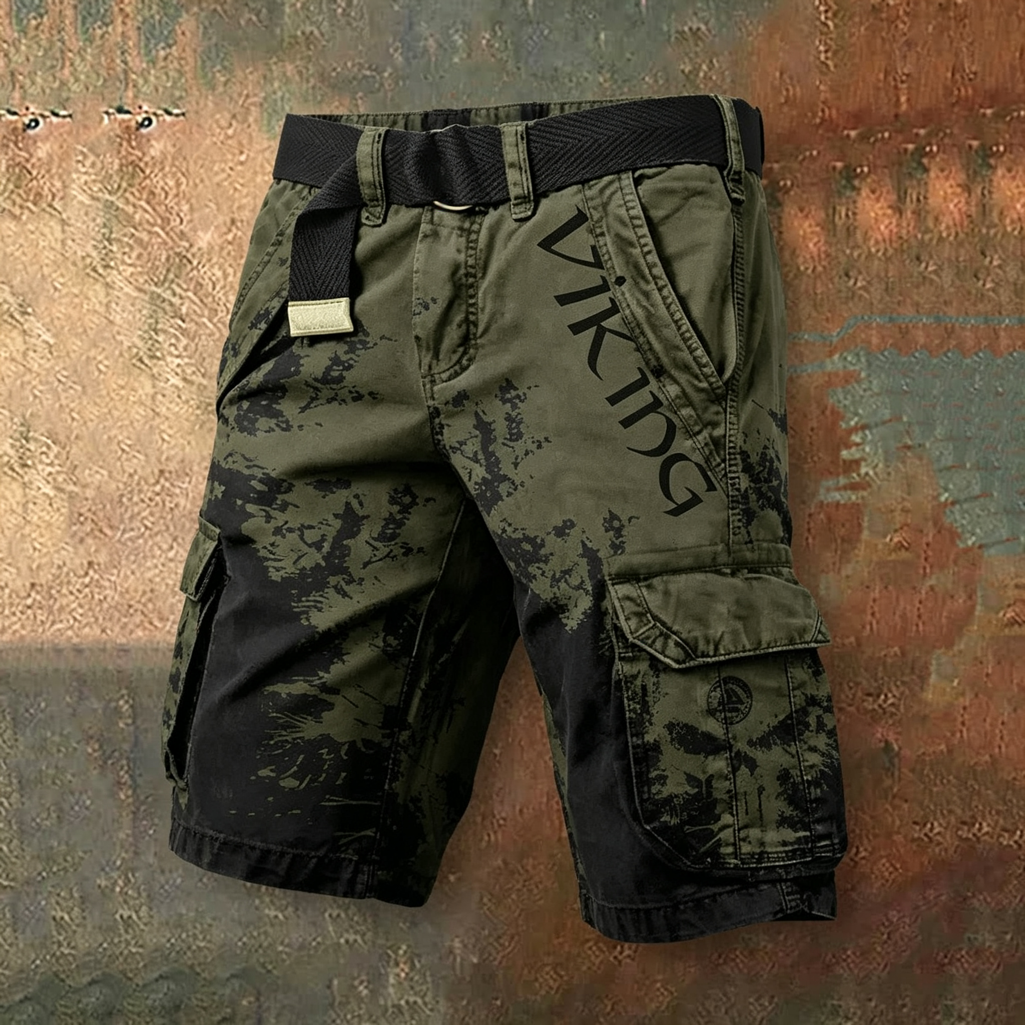 Vintage Distressed Camo Multi-Pocket Outdoor Streetwear Shorts