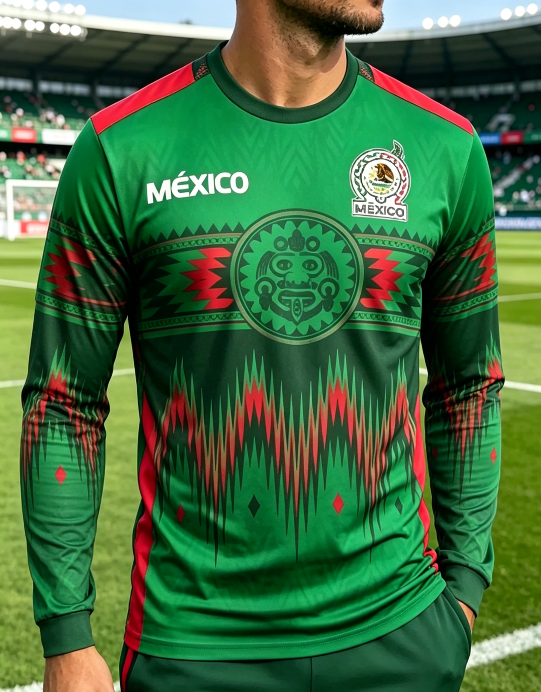 Traditional Tribal Pattern Mexico Flag Color Breathable Football Training T-Shirt
