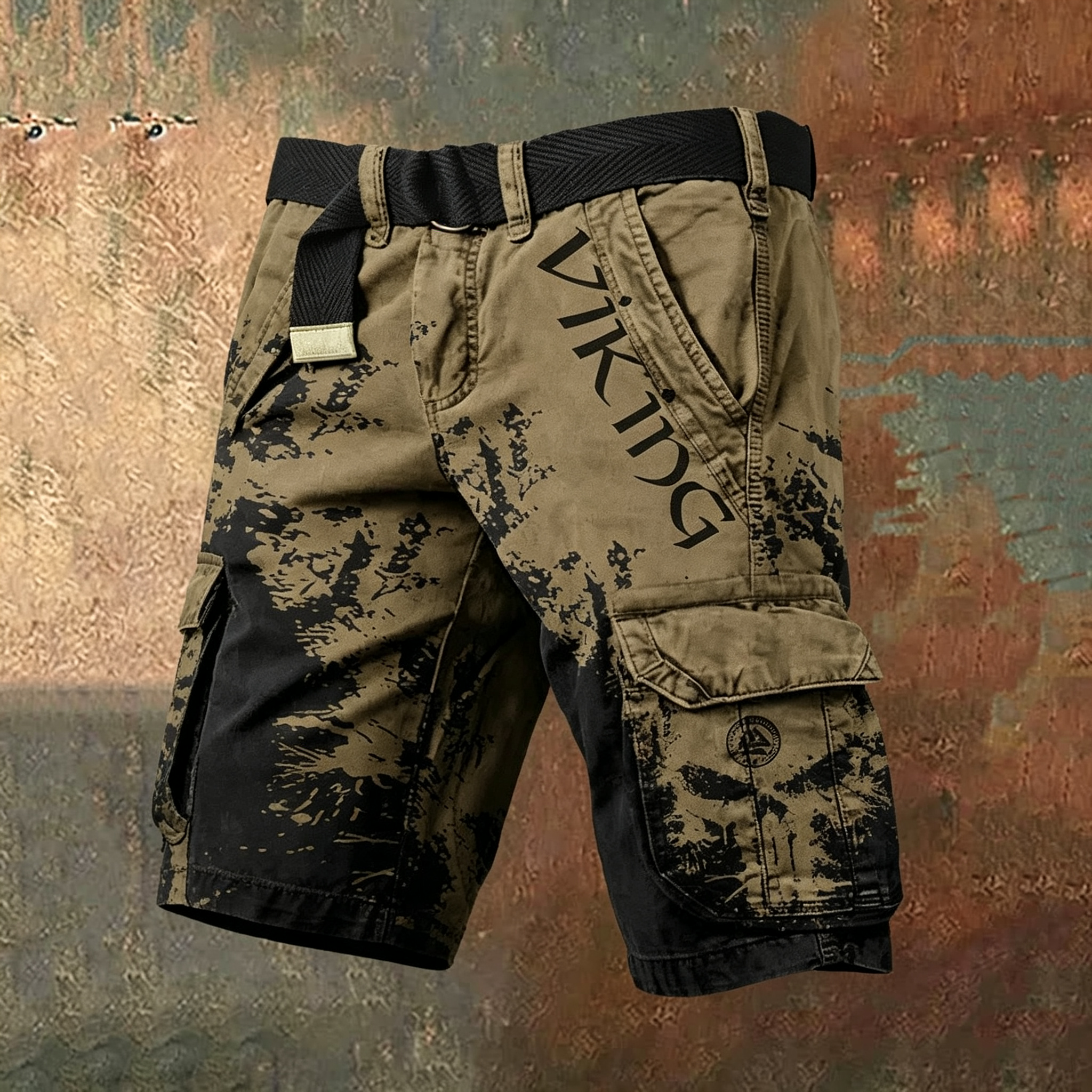 Vintage Distressed Camo Multi-Pocket Outdoor Streetwear Shorts