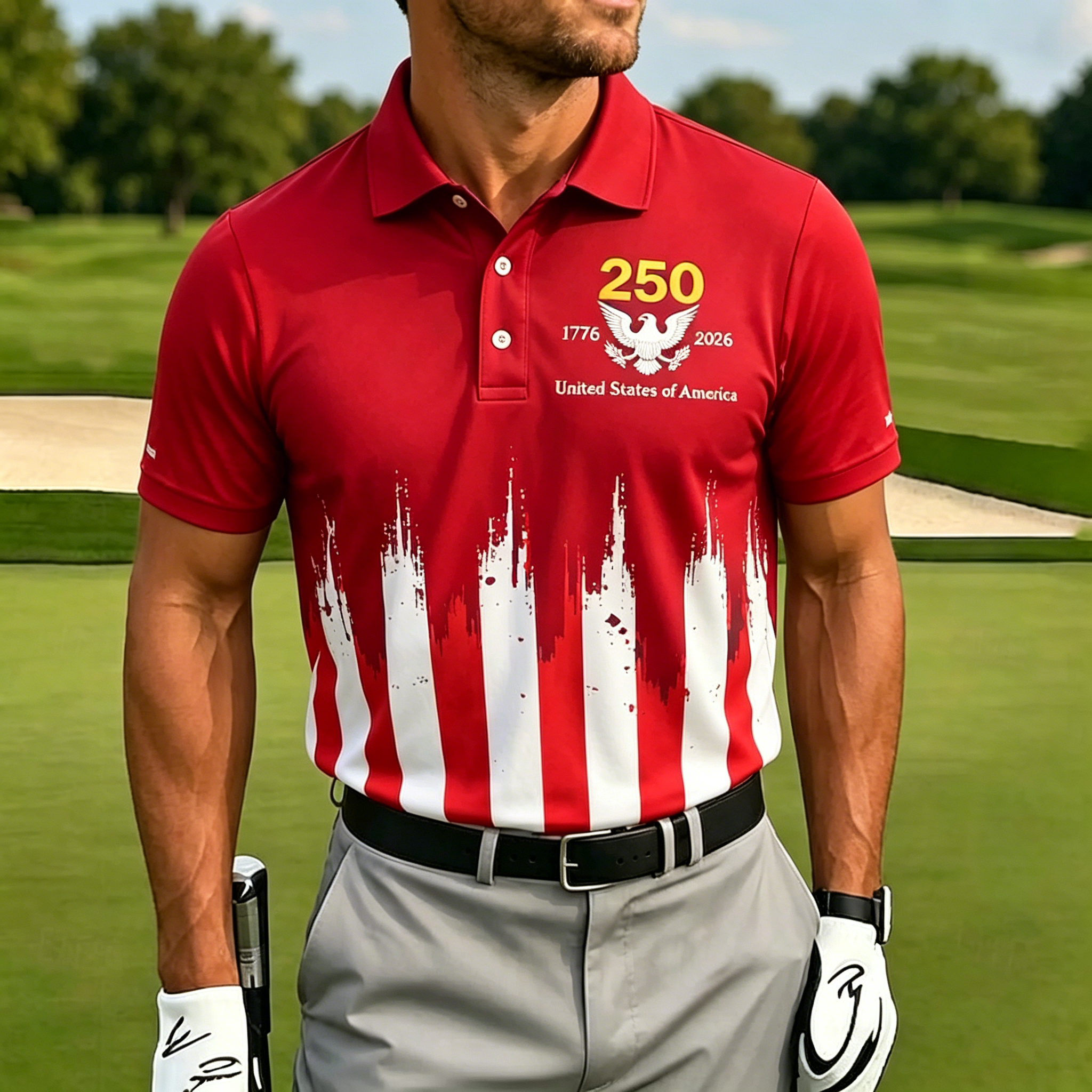 Men’s & Women’s Patriotic American Flag Polo Shirt, 1776-2026 250th Anniversary Casual Golf Shirt