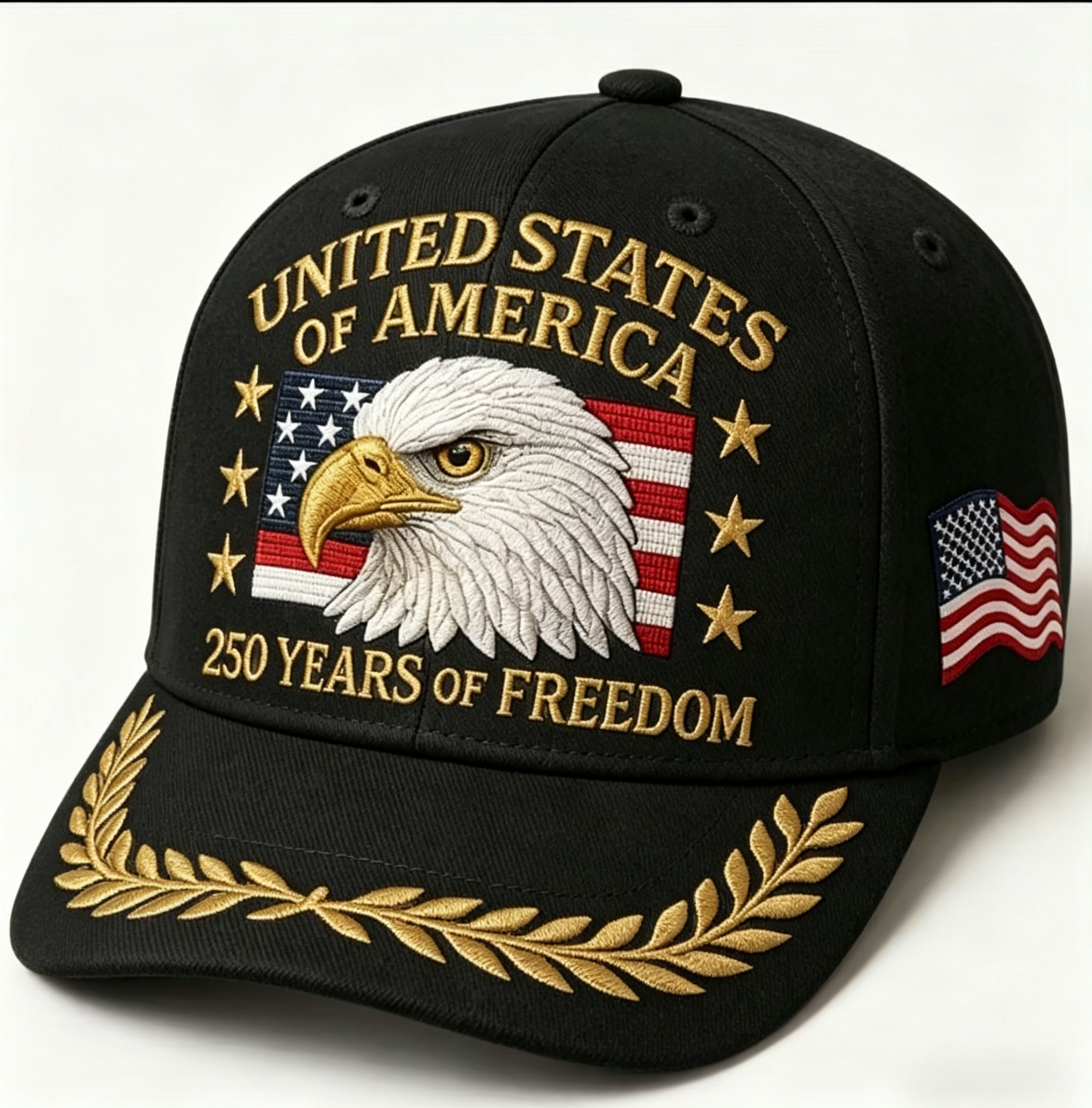 Premium Grey Suede Patriotic Golden Embroidery Eagle Sports Sun Protection Baseball Cap