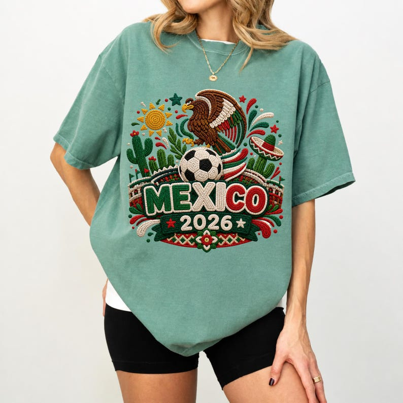 2026 World Cup Mexico Flag Eagle Desert Element Fan Short Sleeve Top