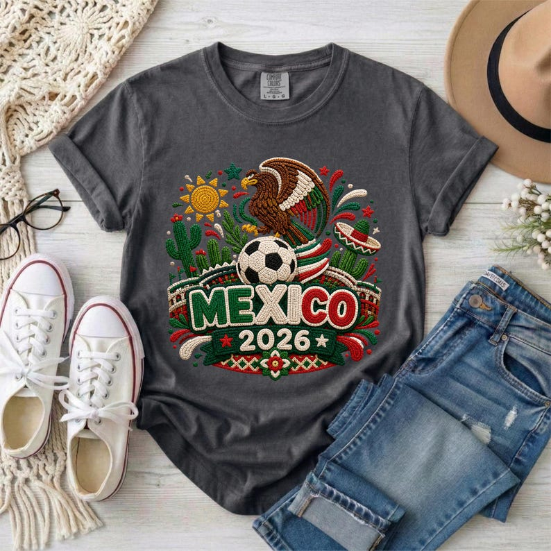 2026 World Cup Mexico Flag Eagle Desert Element Fan Short Sleeve Top