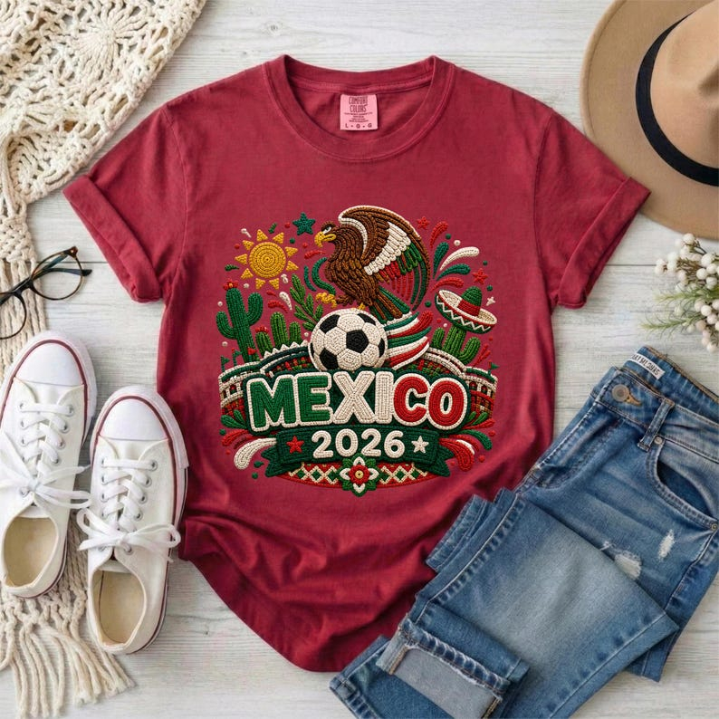 2026 World Cup Mexico Flag Eagle Desert Element Fan Short Sleeve Top