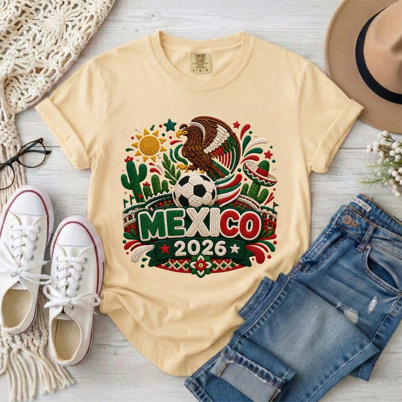 2026 World Cup Mexico Flag Eagle Desert Element Fan Short Sleeve Top