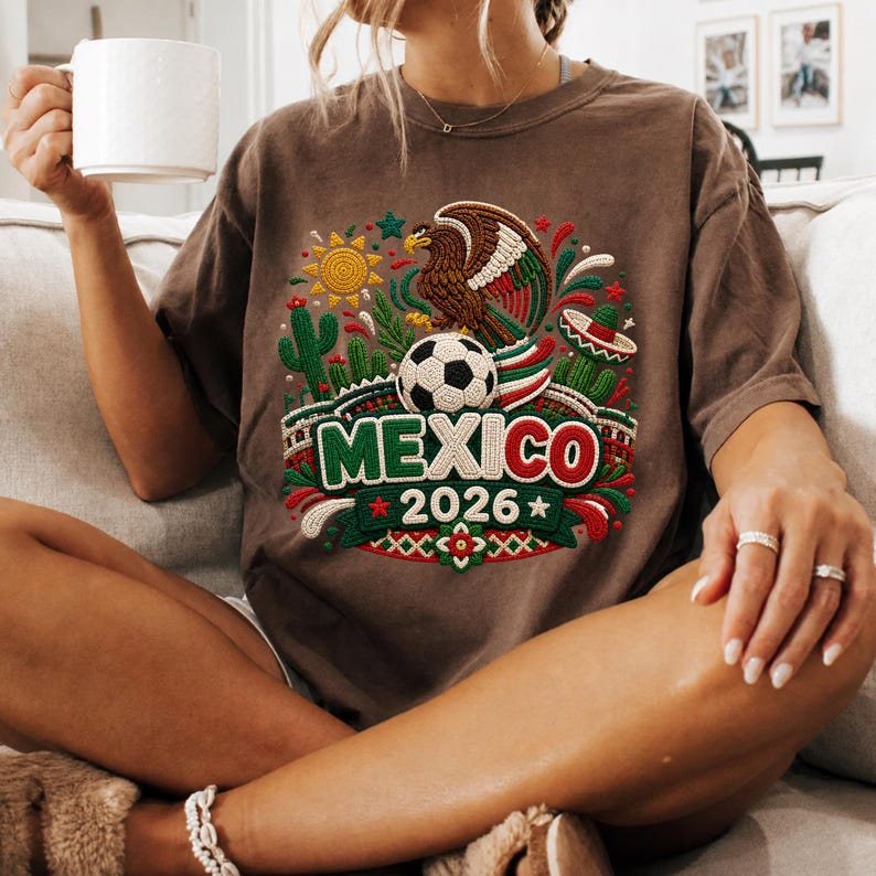 2026 World Cup Mexico Flag Eagle Desert Element Fan Short Sleeve Top