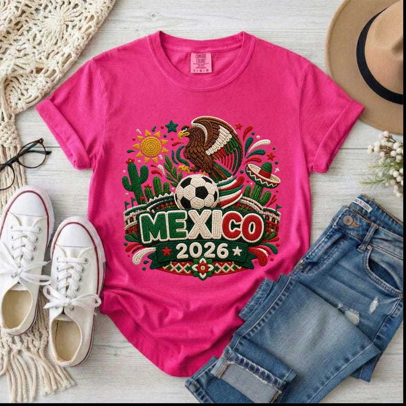 2026 World Cup Mexico Flag Eagle Desert Element Fan Short Sleeve Top