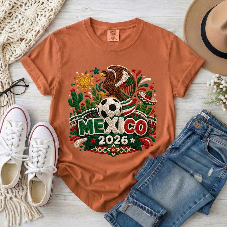 2026 World Cup Mexico Flag Eagle Desert Element Fan Short Sleeve Top