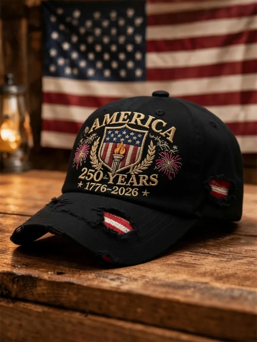 Vintage Distressed America 250 Years Embroidered Adjustable Baseball Dad Hat